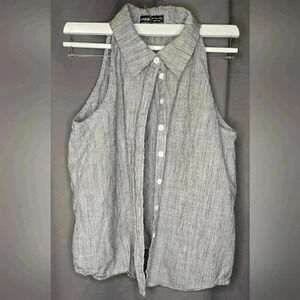 Women's  Lapel Collar Sleeveless Grey Blouse size Large